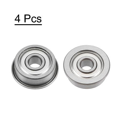 uxcell F624ZZ Flanged Ball Bearing 4x13x5mm Double Shielded Chrome Steel Flange Bearings, 4pcs - size: 4x13x5mm