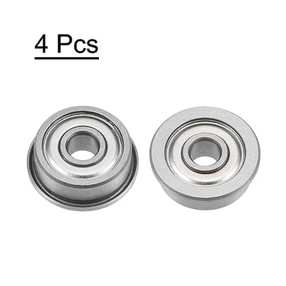 uxcell F624ZZ Flanged Ball Bearing 4x13x5mm Double Shielded Chrome Steel Flange Bearings, 4pcs - size: 4x13x5mm