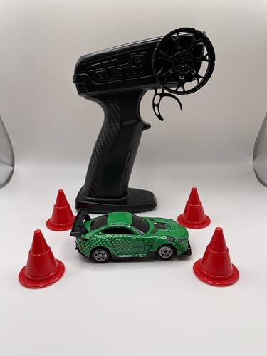 Mini RC Drift Car 1:64 Scale, Remote Control Car with LED Lights & 2-Speed Modes, Upgraded 2.4G Wireless Radio Remote Control for Multi-Users Race (Green) - color: Green