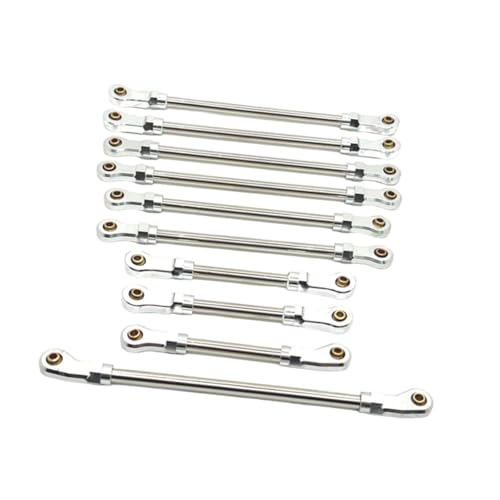10 Pieces Steering Servo Link RC Car Pull Rod Metal Upgrade Linkage Model Parts Sturdy Construction Suitable for WLtoys 1/10 RC Truck, Argent - color: Argent