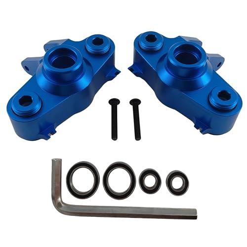 Steering Block Knuckle Arms for E-Maxx T-Maxx 3.3 E-Revo Summit (Blue) | Aluminum,Rubber Shielded Bearings,1/10 Scale,RC Cars,Upgrade Parts,5334R Compatible,CNC Machined,High Strength - color: Blue