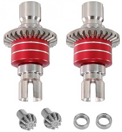Steel RC Front Rear Differential Diff Input Gear Set Upgrade Parts for Hyper go 1/16 H16BM H16PL H16DR H16207 16208 16209 16210 H16 1/14 14301 14302 14209 14210 Series（Red）.