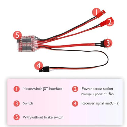 5Pcs 30A Brushed ESC with Brake, Dual Way Micro Speed Controller UBEC 5.7V 1A Forward Reverse 40A Peak ESC for 1/16 1/18 1/24 RC Car Boat Tank