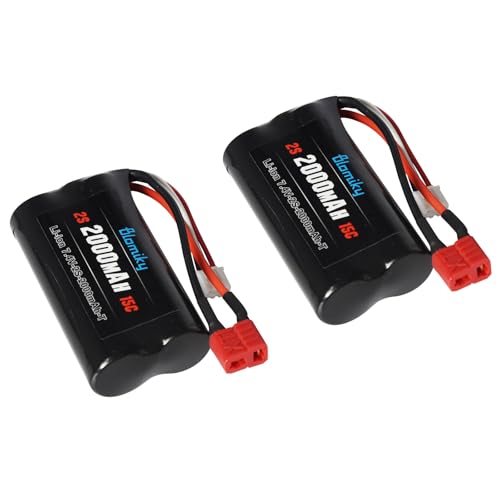 Blomiky 2 Pack 7.4V 1500mAh 11.1W Li-ion Rechargeable Battery with T Plug Suitable for Some RC Trucks / 14301 Battery