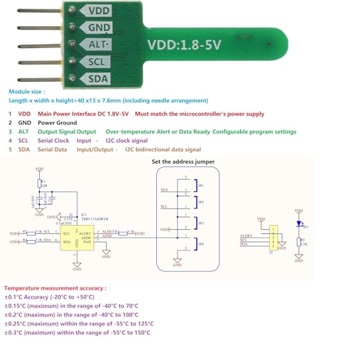 TMP117 High Precision Digital Temperature Sensor Module,16-Bit Resolution, I2C Interface, for Arduino/STM32