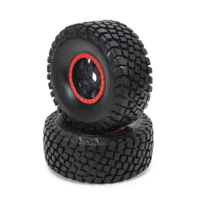 RCAWD RC Wheel Rims and Tires for 1/7 UDR Unlimited Desert Racer 85086-4 Upgrades & 1/7 ARRMA Mojave 6S Parts, Glued Nylon Wheels and Tires #8474 Red - color: Red