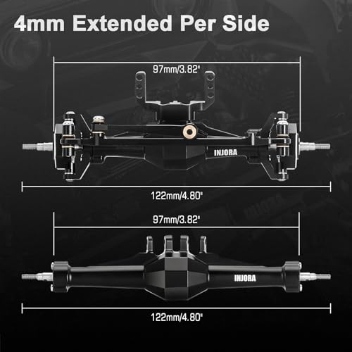 INJORA +4mm Diamond Axles with Lay Down Servo Mount & Links for 1/18 TRX4M(Black) - color: Black