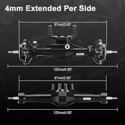 INJORA +4mm Diamond Axles with Lay Down Servo Mount & Links for 1/18 TRX4M(Black) - color: Black