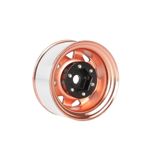 4PCS 1.55 inch Metal Beadlock Wheel Hub RC Car Aluminum Alloy Wheel Rim for 1/10 RC Crawler Car for Axial 90069 D90 TF2 Tamiya CC01 CC02 LC70 LC80 MST(Rose Gold) - color: Rose Gold
