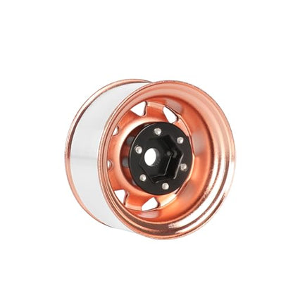 4PCS 1.55 inch Metal Beadlock Wheel Hub RC Car Aluminum Alloy Wheel Rim for 1/10 RC Crawler Car for Axial 90069 D90 TF2 Tamiya CC01 CC02 LC70 LC80 MST(Rose Gold) - color: Rose Gold