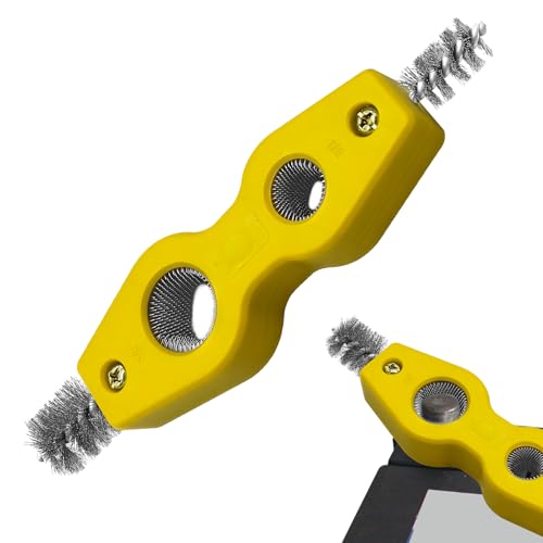 4 in 1 Car Battery Cleaning Brush, Battery Terminal Cleaner, Anti-Rust Auto Battery Cleaner Brush Tool with Steel Wire, Vehicle Battery Terminals Machine Parts Cleaning Tool for Cars (Yellow) - color: Yellow
