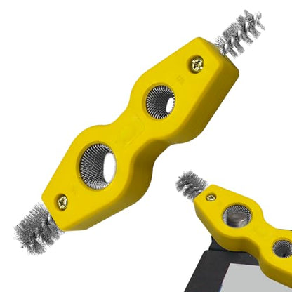 4 in 1 Car Battery Cleaning Brush, Battery Terminal Cleaner, Anti-Rust Auto Battery Cleaner Brush Tool with Steel Wire, Vehicle Battery Terminals Machine Parts Cleaning Tool for Cars (Yellow) - color: Yellow