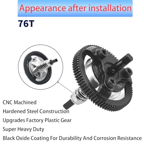 RC 48P 72T & 76T Spur Gear Hardened Steel Spur Gear Upgrades Part for Traxxas 1/10 Slash Stampede Rustler Bandit 2WD VXL XL-5 F-150 SVT, (72T & 76T) - size: 48P-Spur Gear-72T 76T