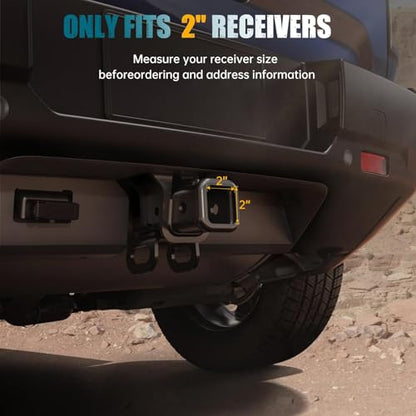 Adjustable Drawbar Trailer Hitch - Heavy Duty Aluminum Drop Hitch - Fits 2" Receiver, 8" Drop/Rise, for Truck, SUV, RV(12500 Lbs GTW) - color: Black, size: 2" 8 Drop-Dual Ball