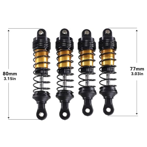 4PCs Upgraded Shock Absorbers Front ＆ Rear Hydraulic Shock Absorbers for MJX Hyper Go SCY Wltoys H16BM H14BM 14301 14302 14303 1/12 1/14 1/16 RC Car Upgrade Parts (77mm 80mm Golden) - color: 77mm 80mm Golden
