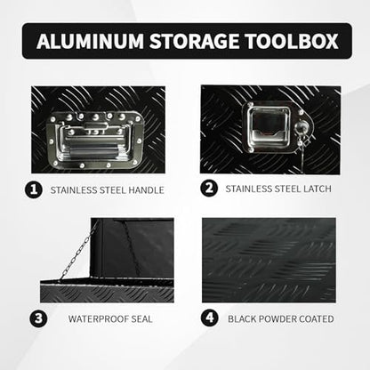 36 inch Truck Tool Box,Aluminum Truck Bed Tool Box w/Handled Lock and keys,Universal Fit for Pickup‌ Truck,Trailer,Vehicle,UTV,ATV-Black,36 X 15 X 14 inch - color: Black, size: 36 x 15 x 14 inch
