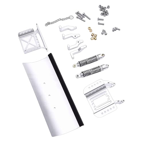 Zunate 1/18 Scale RC Metal Snow Plow Replacement for Crawler, Alloy Front Shovel with Shock Absorption for Winter Scenes & Obstacle Clearing (Silver) - color: Silver