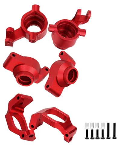 RC Caster Blocks C-hubs&Steering Blocks&Carriers Stub Axle Upgrade Parts for 1/10 Maxx WideMaxx,Aluminum RC Hops Up for Monster Truck Mode #89086-4,#89076-4,Replace #8932,8937,8952 Red