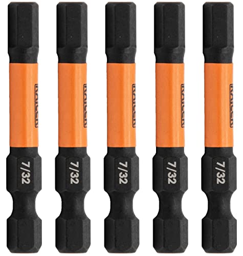 5pc 7/32 Hex Bit Set 2 Inch S2 Steel Impact Allen Wrench Screwdriver Bits | Precision machined hex tip for machinery & furniture assembly. Extended 2" reach for quick-release 1/4" hex chucks. - size: 0.219 in