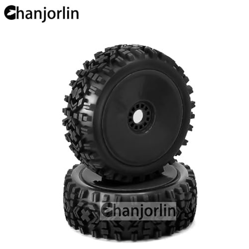 1/8 Buggy Tires OD 118mm and Wheels 17mm Hex Rubber RC Off Road Tyres for 1:8 Scale Buggy Truck Car HSP Kyosho MP10 VRX HPI Hobao ARRMA Typhon 6S 3S Talion Traxxas Losi 8ight 4PCS (Black) - color: Black