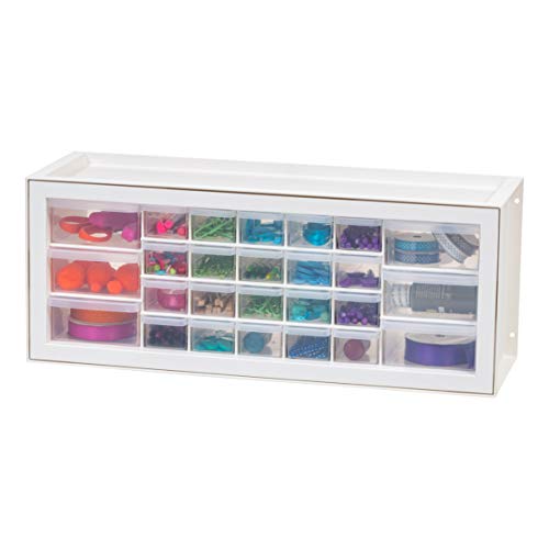 IRIS USA 26-Drawer Teacher Toolbox, Building Bricks Craft Storage, White | Wall mountable, Stackable, Building Bricks, Stickers, Crayons, Markers, Beads Organizer - color: White, size: 26 Drawer
