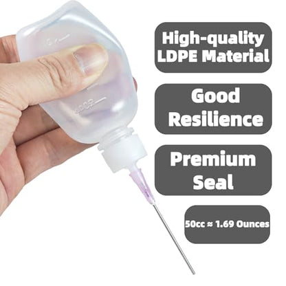 6 Pack Needle Tip Squeeze Bottle 50mL(1.69 OZ), Precision Gun Oil Bottle, Needle Oiler Bottles for Craft, Glue, Paint, Hinges, Sewing Machines & More - LDPE Material with Premium Seal