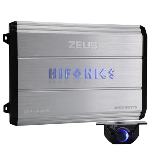 Hifonics Zeus ZXX 2400 Watt Max Class D Monoblock Car Audio Amplifier Amp with Bass Knob and Remote, Variable Crossovers, ZXX-2400.1D, Silver - style: 2400 Watt Monoblock
