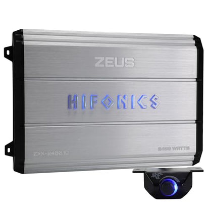 Hifonics Zeus ZXX 2400 Watt Max Class D Monoblock Car Audio Amplifier Amp with Bass Knob and Remote, Variable Crossovers, ZXX-2400.1D, Silver - style: 2400 Watt Monoblock