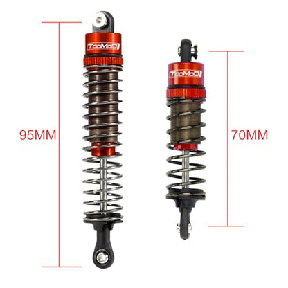 1/10 70MM 95MM RC Oil filled Shock Absorbers kit for Tamiya TT-02B DT-02 DT-03 1/10 Buggy Car Upgrades Parts (Red) - color: Red