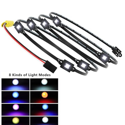 RC Led Light Chassis Light 8 Lighting Modes Rock lamp for 1/10 TRX4 Sport TRX4 K10 Bronco 1979 RC Crawler Car Upgrades Part(Black)