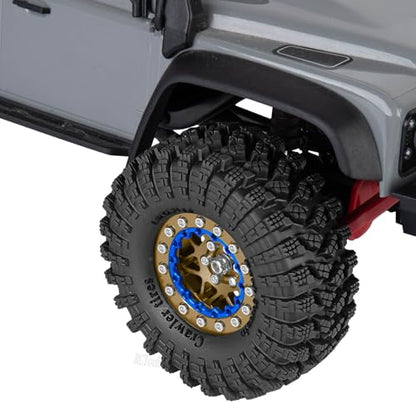 RC 1.3" Beadlock Wheel Tires Set/RC Wheels and Rim for 1/18 1/24 Trx4m SCX24 FCX24 RC Crawler Car,Aluminum 1.3 Wheel Rim Soft Rubber Tires w/Wheels Ring,Brown - color: Brown- (Wheel Tires)