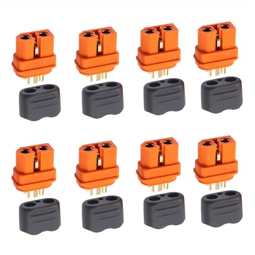8 Pcs XT60i Connectors with Sheath Housing,XT60I-F Plug Female Connector Adapters for RC Battery FPV Drone Solar Batteries