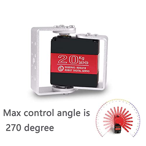 RDS3218 Digital Servo, 20KG Dual-Axis High Torque, Waterproof IP66, Full Metal Gear with U Bracket, 180° Adjustable, for RC Cars, Crawler, Robot, 1/8 1/10 Scale Buggy (2PCS 270 Degree Servo)