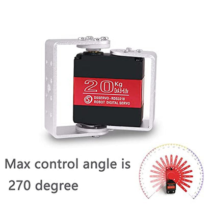 RDS3218 Digital Servo, 20KG Dual-Axis High Torque, Waterproof IP66, Full Metal Gear with U Bracket, 180° Adjustable, for RC Cars, Crawler, Robot, 1/8 1/10 Scale Buggy (2PCS 270 Degree Servo)