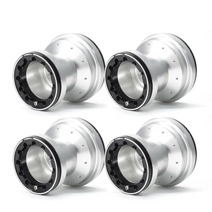 TREAL Aluminum 7075 Beadlock Wheels Set of 4 for 1/18 Mini LMT Monster Truck(Silver-Black) - color: Silver-Black