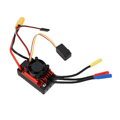 Yunseity 60A Brushless ESC for 1/10 RC Car, Electric Speed Controller with Cooling Fan, 2-3S LiPo Compatible, Sensorless Motor Support, Design for Off Road Buggy Truck