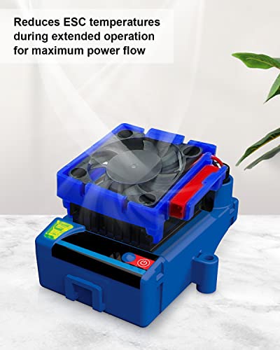 VXL-3s ESC Cooling Fan and Motor Dual Fan Compatible with Traxxas Slash 4x4 Stampede 4x4 Rustler 4x4, Blue - color: Blue