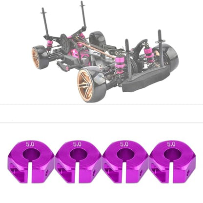 4 Pcs Universal Wheel Hex Hub Adapters,12mm Wheel Hex Mount with Pins and Screws,Wheel Hex Drive Adapters Hub RC Model Vehicle Accessory for RC Spare Part RC Car Upgrade Parts (5.0MM Purple) - size: 5.0MM purple