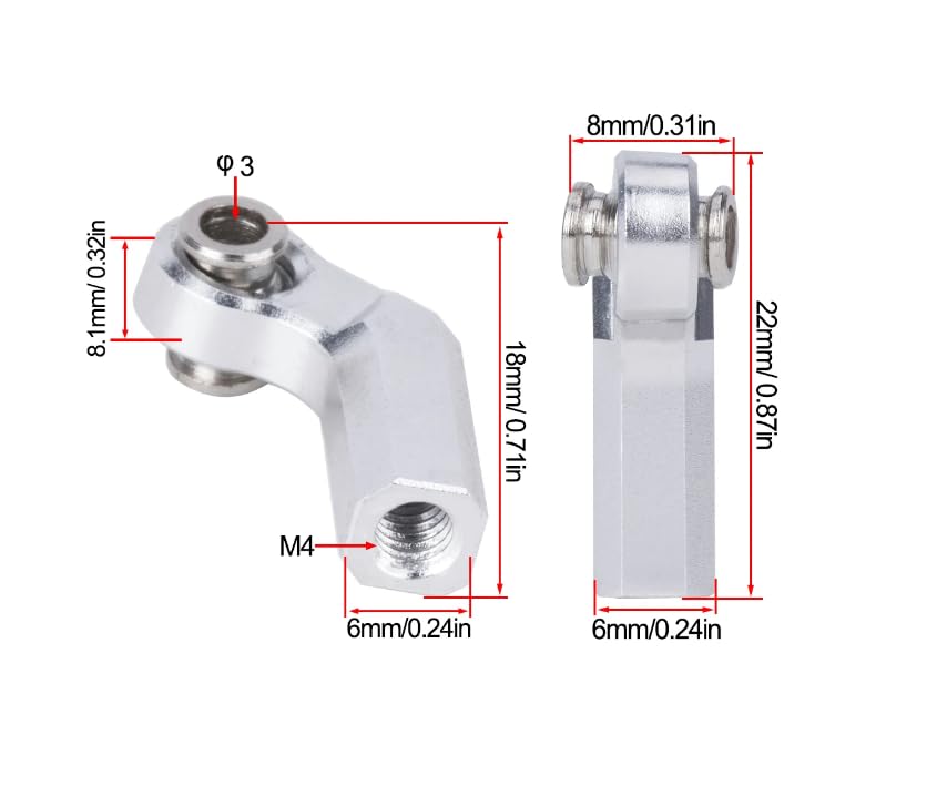 1/10 RC Car Ball Joint,4pcs M4 Chassis Link Steering Rod Ends - Straight/Bend Rod Ends for 1/10 RC Crawler (SCX10, TRX4, Capra, VS4-10, Wraith) (Straight 7mm Silver) - color: Straight 7mm Silver