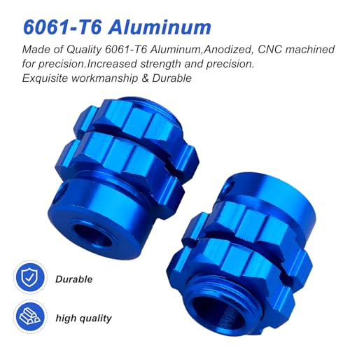 Aluminum 17mm Splined Wheel Hubs/Nuts 17mm Hex Spacers Extensions Adapters for 1/10 Traxxas Summit Losi Baja Rey, Set of 4 (Navy Blue) - color: Navy Blue