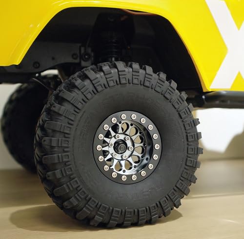 Rc 1.9 Inch Beadlock Wheel Negative Offset 8mm Aluminum Wheel Rim Hex 12mm for 1/10 RC Crawler Axial SCX10 TRX4 VS4-10 Gen8 MST CFX 4PCS (Grey Black) DK1908 - color: Grey Black