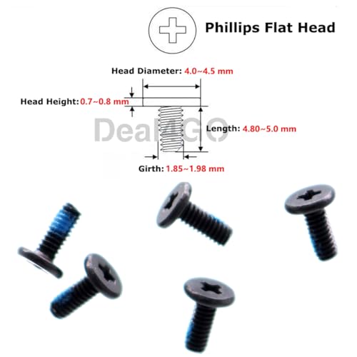 Deal4GO M2x5mm Flat Head Phillips Screw Replacement for Dell HP ASUS Acer Lenovo Laptop Hard Drive Caddy Carrier Bottom Case - Black - size: M2x5.0mm