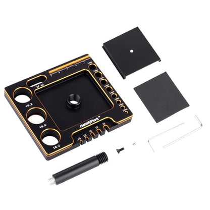 Hobbypark 1/18 1/24 RC Crawler Work Stand 360 Degree Rotation Lift Or Lower RC Car Repair Workstation for TRX4M TRX4MT Axial SCX24 AX24 FCX24 Tools (Unassembled) (Black-Gold)