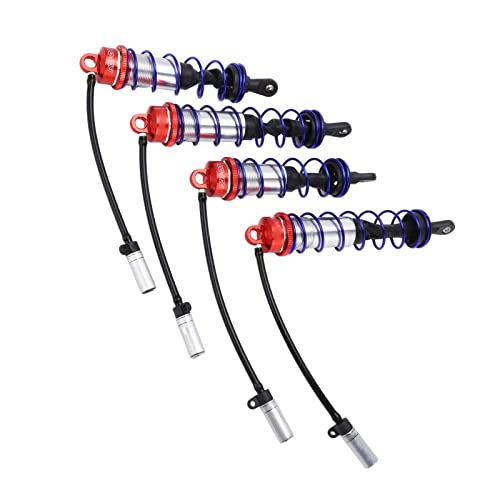 RC Shock Absorber Set Oil Adjustable Front Rear Damper High Performance Upgrade for 1/8 RC Car Crawler Truck Truggy Aluminum Alloy 4PCS (Red) - color: Red