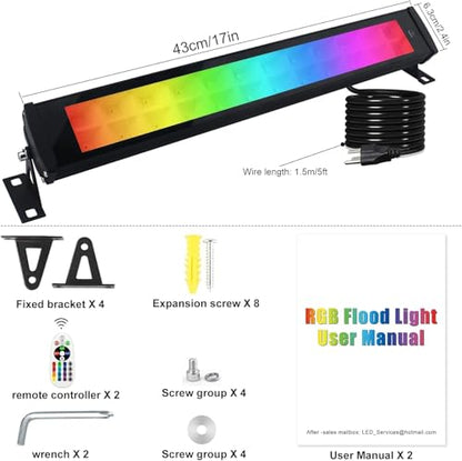 50W RGB Wall Washer Light, RGB Light bar with Remote Control & APP Control, for Hotel, Building, Commercial Lighting, Birthday Party, Garden Lighting, Wall Display - size: 50W RGB*1