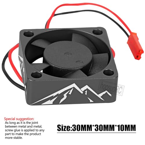 Heatsink High Speed Motor Cooling Fan 28000RPM,30MM Heat Sink with 4.8-8.4V Cooling Fan Upgrades Part for 1/10 1/8 Brushless Motor RC Car 36 42 Series 3660 3650 3670 540 F540 550.Black - color: Black(2PCS)