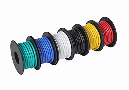 TUOFENG 14 AWG Silicone Wire 79.2ft, 6 Colors Tinned Copper - size: 14 AWG Stranded 6 Colors 13.2 ft