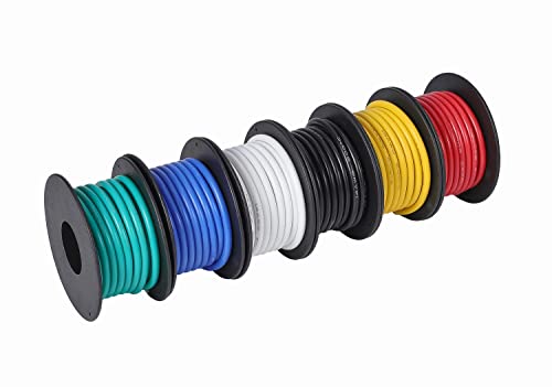TUOFENG 14 AWG Silicone Wire 79.2ft, 6 Colors Tinned Copper - size: 14 AWG Stranded 6 Colors 13.2 ft