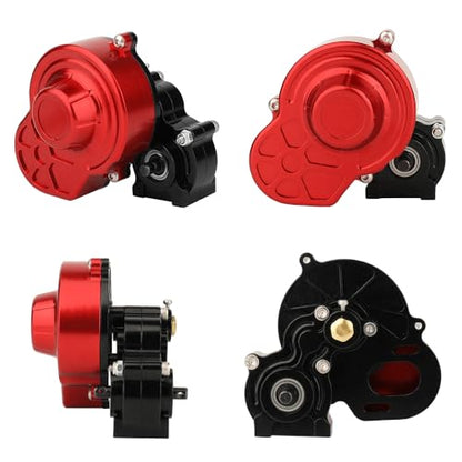 All Metal Complete Gearbox Transmission with Motor Gears for 313mm Wheelbase 1/10 RC Crawler Truck Axial SCX10 & SCX10 II DIY Upgrade Parts (red-Black) - color: Red-black