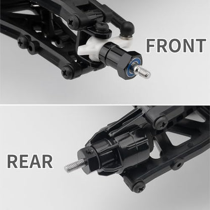 4PCS Aluminum 12mm Wheel Hex Hub Drive Adapter Combiner Coupler Compatible with Tamiya DT03T 1/10 RC Car Upgrade Parts (Black) - color: Black